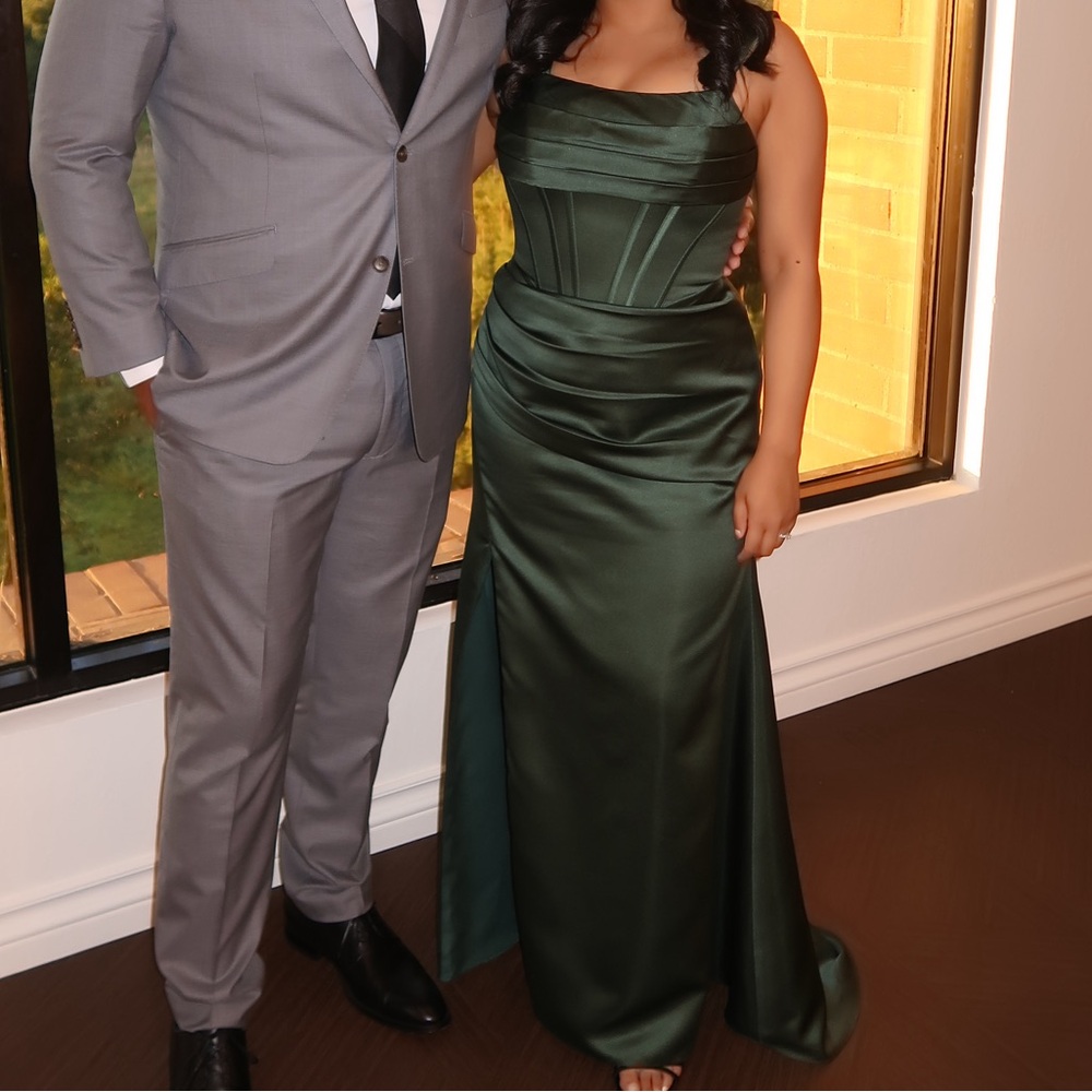 JJs House Emerald Green Satin Maxi Dress